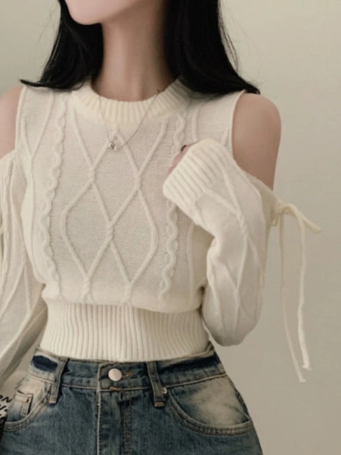 オープンショルダーガーリーニット