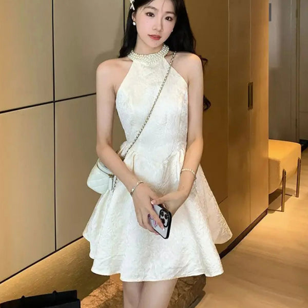 ハイネックノースリーブパーティワンピ