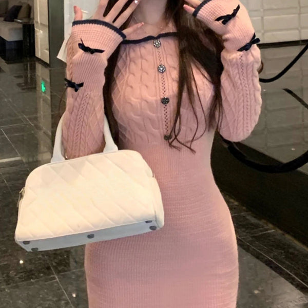 タイトニットガーリーミニワンピ