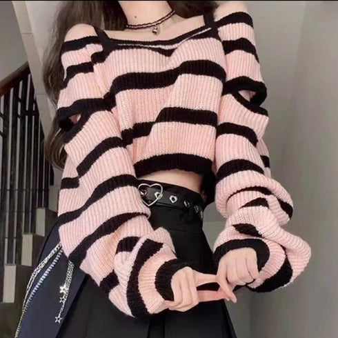 オフショルボーダーニット