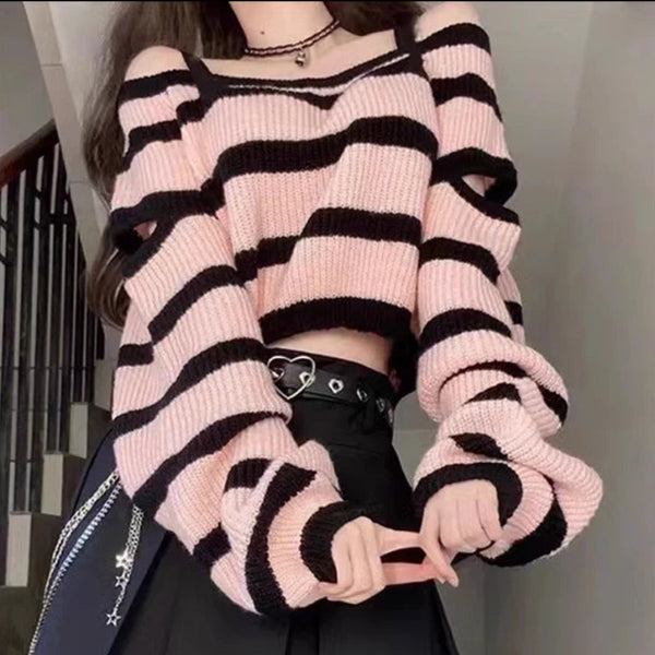 オフショルボーダーニット