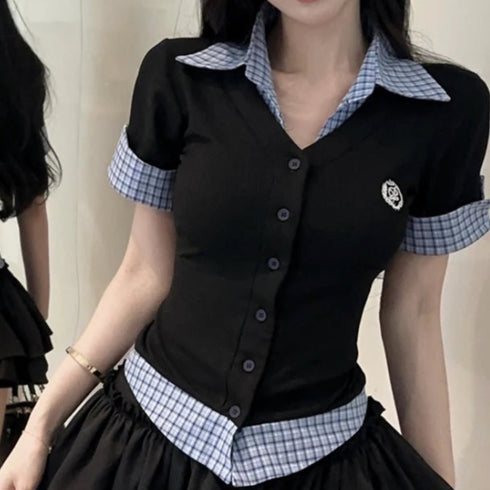 レイヤード風チェックシャツ