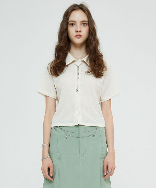 リラクゼーションSUDクリンクルシャツ(クリーム)