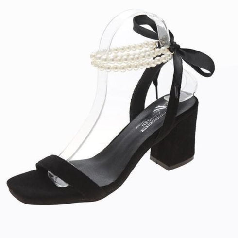 バックリボンパールサンダル