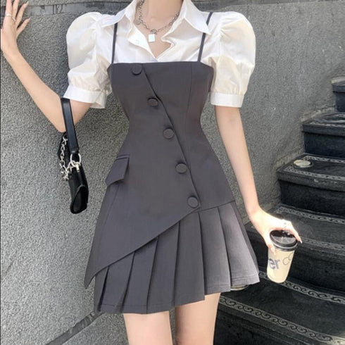 デザインプリーツキャミワンピ