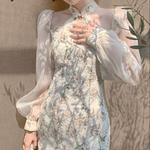 チャイナデザインパステルワンピース