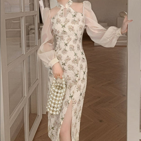 チャイナデザインパステルワンピース