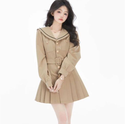 カーキ制服ワンピース