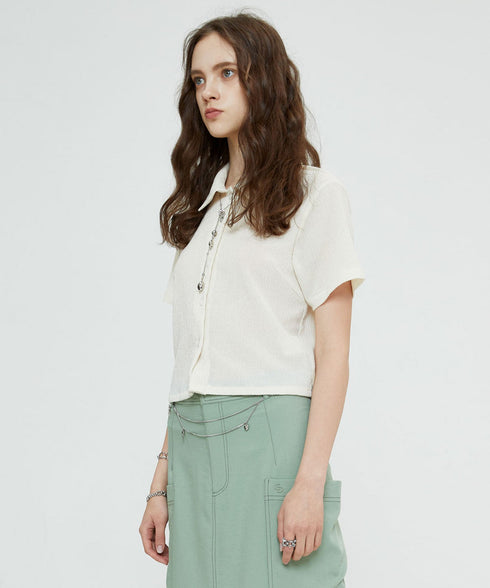 リラクゼーションSUDクリンクルシャツ(クリーム)