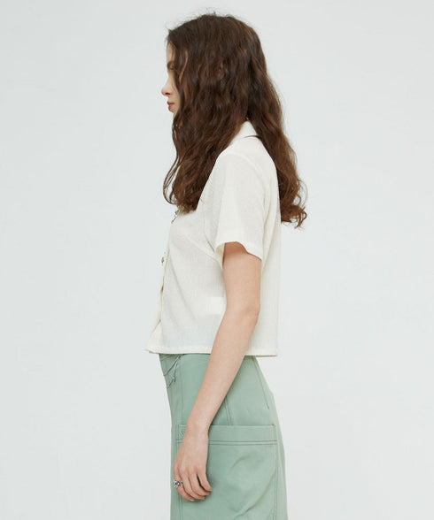 リラクゼーションSUDクリンクルシャツ(クリーム)