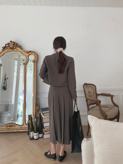 クロップジャケットロングスカートセットアップ