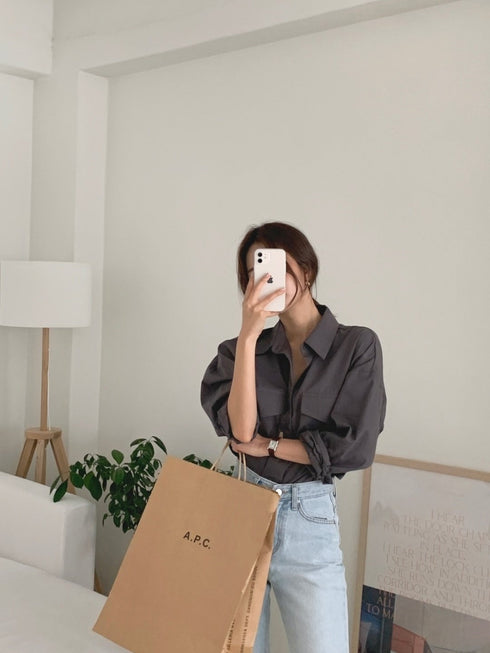 長袖コットンシャツ