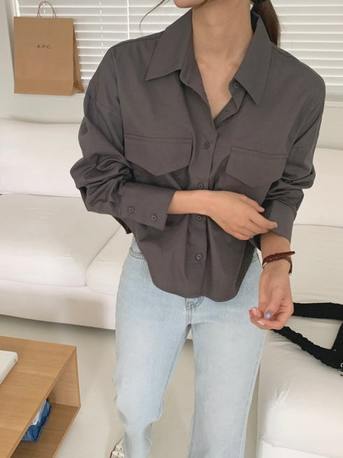 長袖コットンシャツ