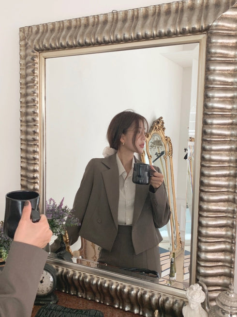 クロップジャケットロングスカートセットアップ