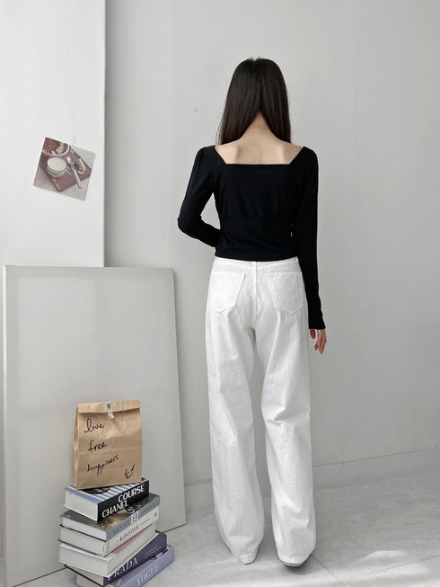 スクエアネックシンプルトップス