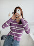 Vネックストライプカーディガン