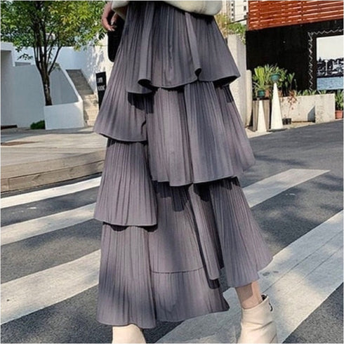 アシンメトリーフリルロングスカート