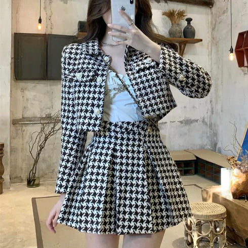 千鳥柄プリーツセットアップ