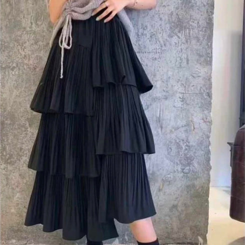 アシンメトリーフリルロングスカート