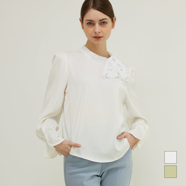 Pearl Ribbon Blouse_CPS3SBL006A