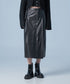 ダブルラインポイントレザーロングスカート