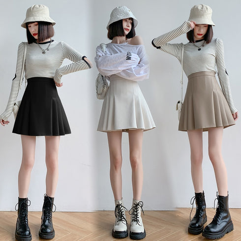 ワンカラープリーツスカート