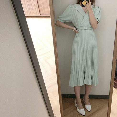 プリーツコートロングワンピース