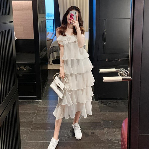 フリルホワイトサマーワンピース