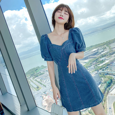 デニムデザインガーリーワンピ