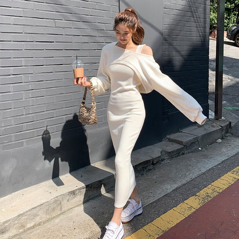 ショートニット&ロングワンピSET