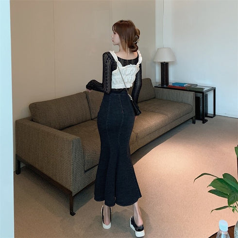 デニムセンタースリットスカート