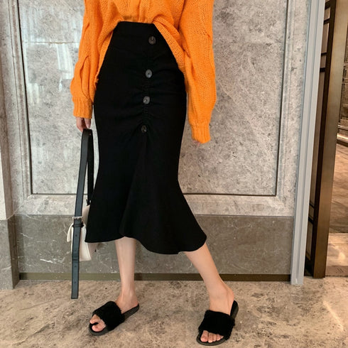 ボタンマーメイドスカート