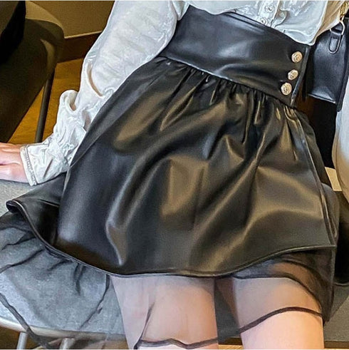 フェイクレザーデザインスカート