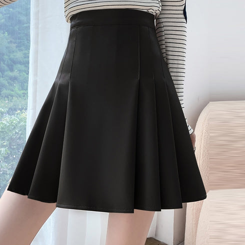 ワンカラープリーツスカート