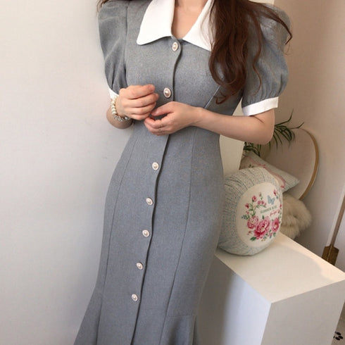 グレーレディロングワンピ