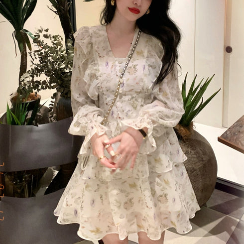 フリルシフォンガーリーミニワンピ