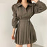 プリーツカーキミニワンピ
