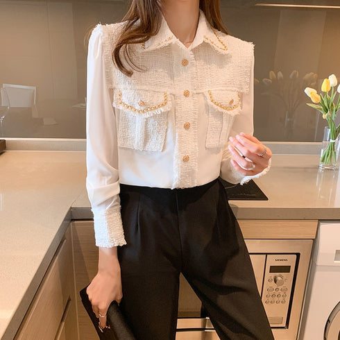 ゴールドチェーンデザインブラウス