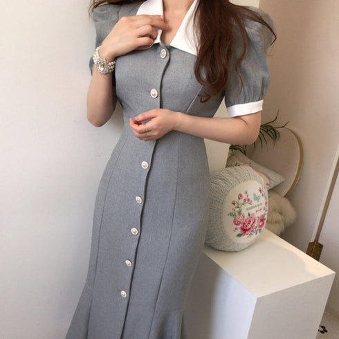 グレーレディロングワンピ