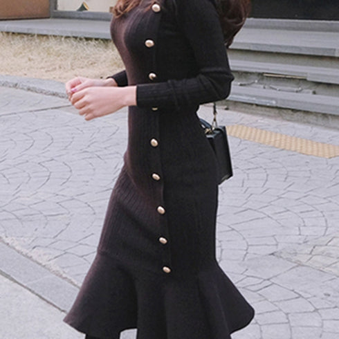 サイドボタンマーメイドワンピース