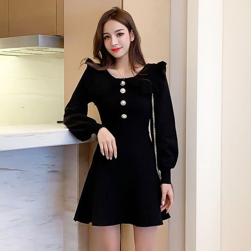 ビッグカラーニットワンピ