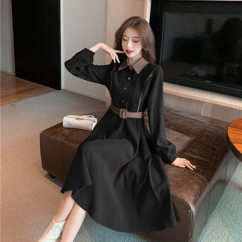 ウエストベルトレトロワンピース