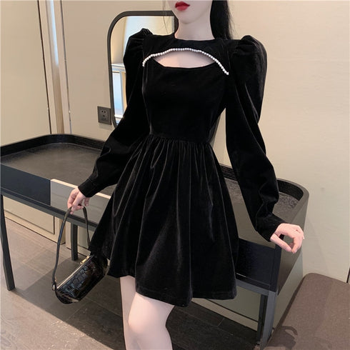 ベロアパールラインワンピ