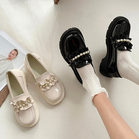 パールラインフリルローファー