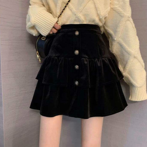 ベルベットフリルスカート
