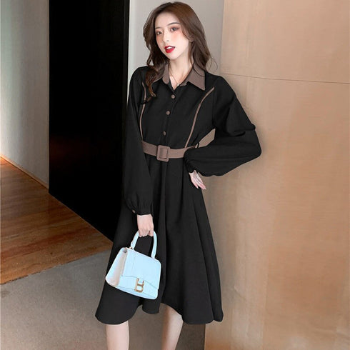 ウエストベルトレトロワンピース