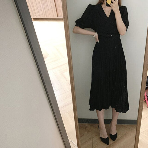 プリーツコートロングワンピース