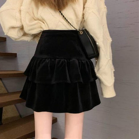 ベルベットフリルスカート