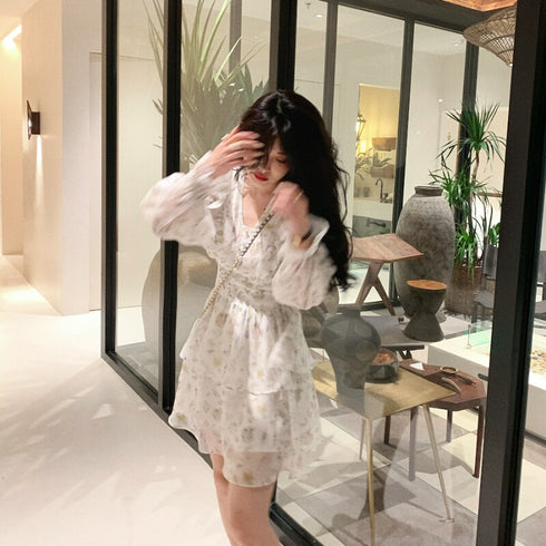 フリルシフォンガーリーミニワンピ