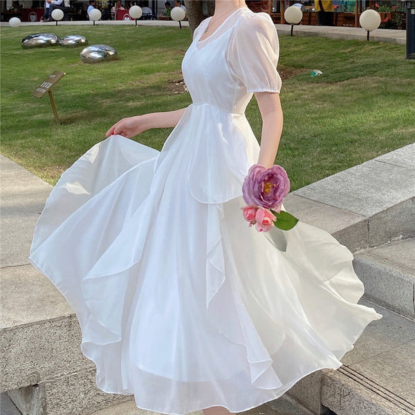 ふんわりロングシフォンワンピース